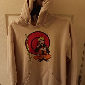 Naruto Uzumaki Pullover Hoodie Sweatshirt Adult Size Small Preowned Tan Colorway